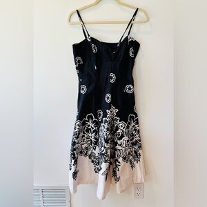 Black and White Floral Midi Sundress, Boutique European Brand, Size 4